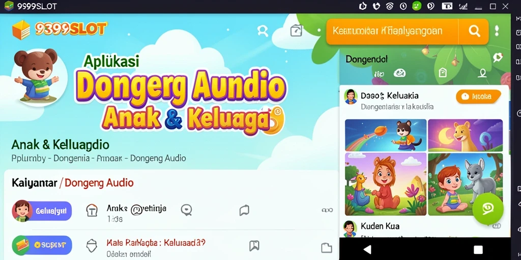 Antarmuka aplikasi 9399SLOT yang ramah anak dan menarik.