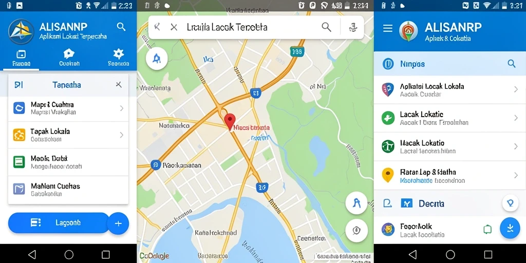 Antarmuka ALISANRP menunjukkan peta dan fitur lacak lokasi.