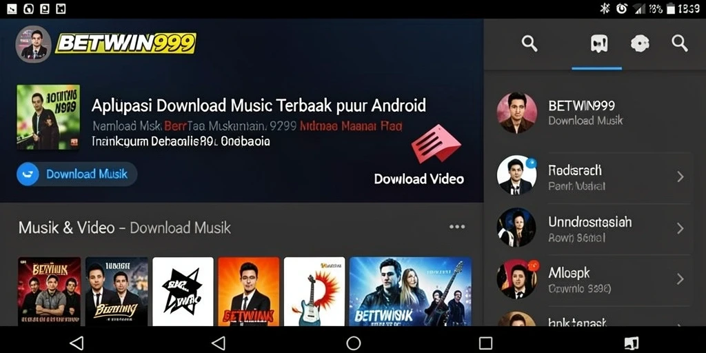 Tampilan antarmuka BETWIN999 saat mengunduh musik dengan mudah.