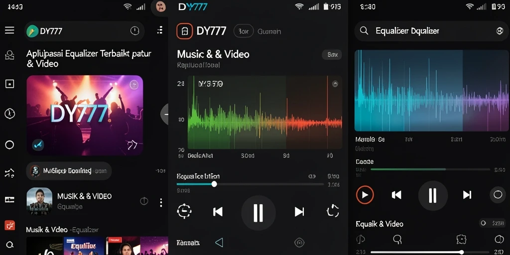 Antarmuka aplikasi DY777 dengan fitur Equalizer yang canggih.
