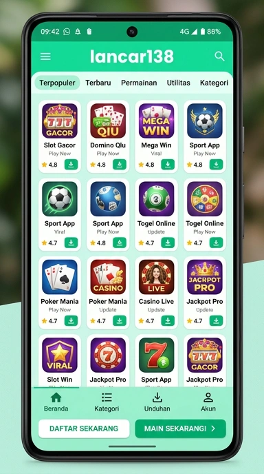 Tampilan katalog aplikasi lancar138